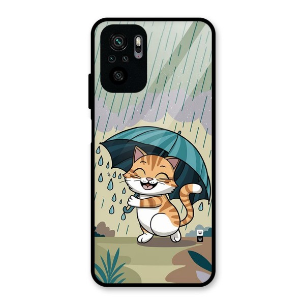 Cat In Rain Glass Back Case for Redmi Note 10