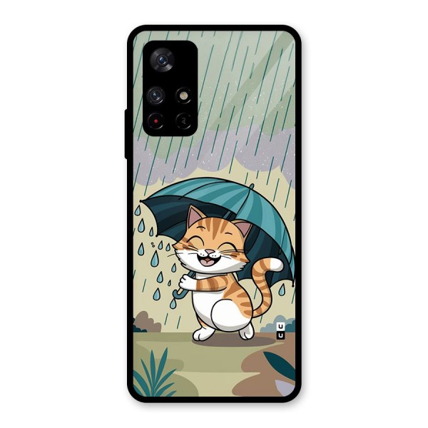 Cat In Rain Glass Back Case for Redmi Note 11T 5G