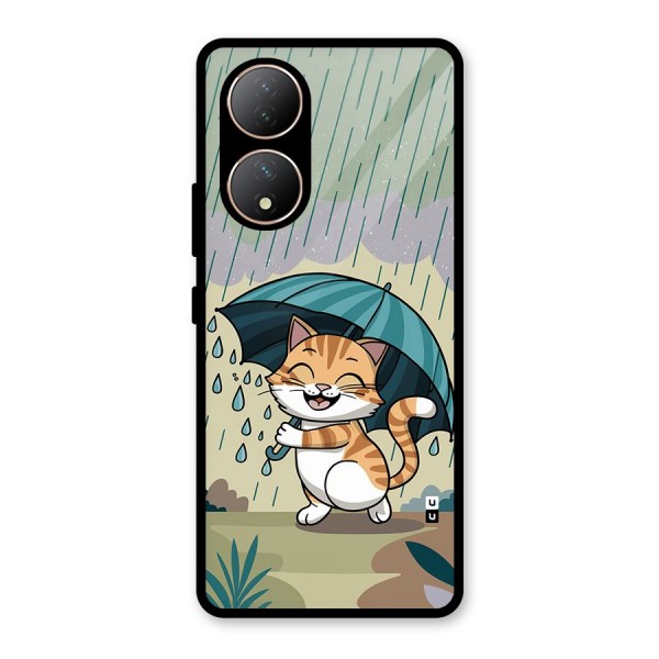 Cat In Rain Glass Back Case for Vivo T2