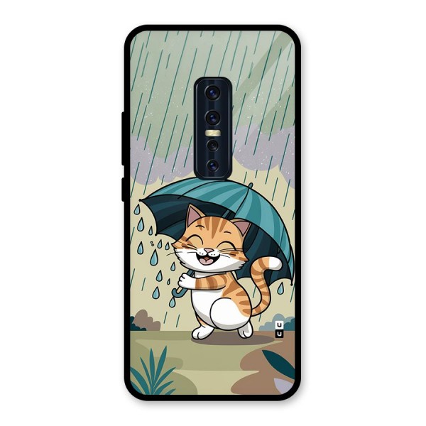 Cat In Rain Glass Back Case for Vivo V17 Pro