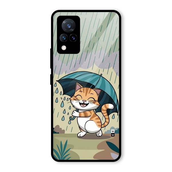 Cat In Rain Glass Back Case for Vivo V21 5G