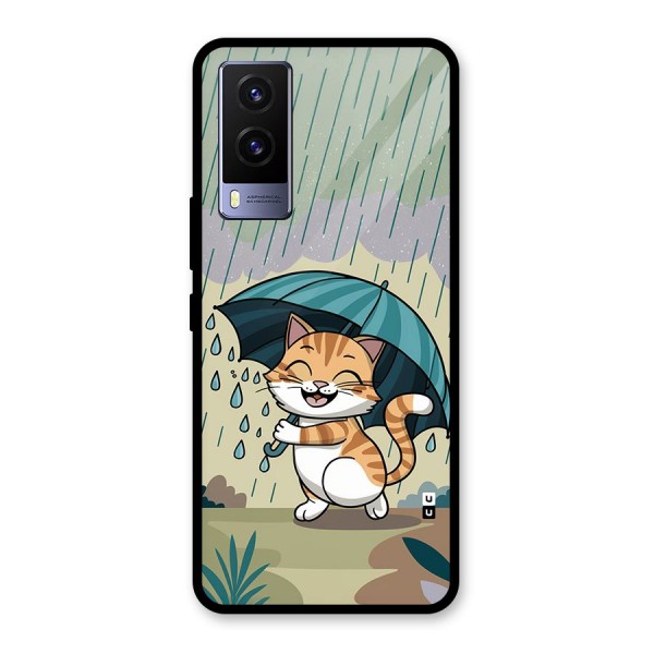 Cat In Rain Glass Back Case for Vivo V21e 5G