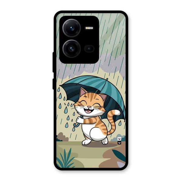 Cat In Rain Glass Back Case for Vivo V25