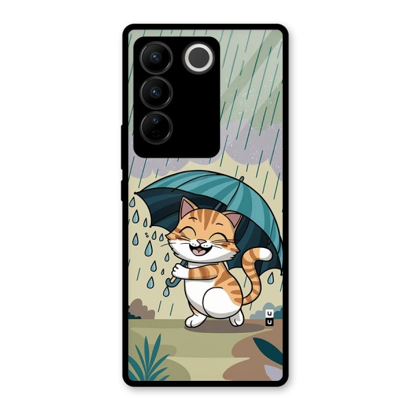 Cat In Rain Glass Back Case for Vivo V27 Pro