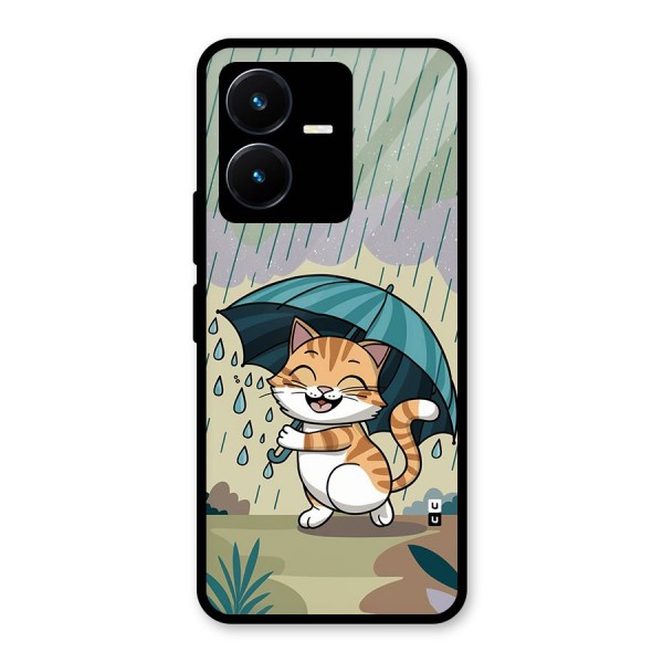 Cat In Rain Glass Back Case for Vivo Y22