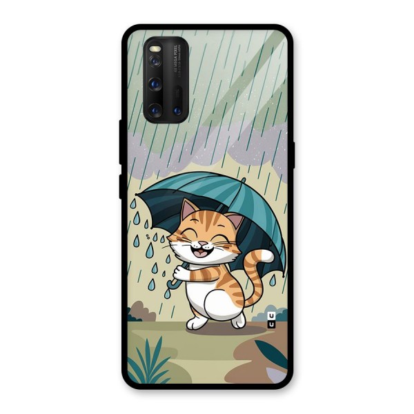 Cat In Rain Glass Back Case for Vivo iQOO 3