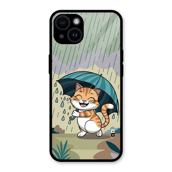 Cat In Rain Glass Back Case for iPhone 14