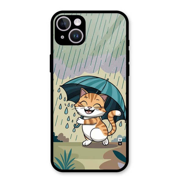 Cat In Rain Glass Back Case for iPhone 14 Plus