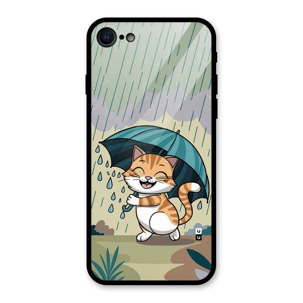 Cat In Rain Glass Back Case for iPhone SE 2020