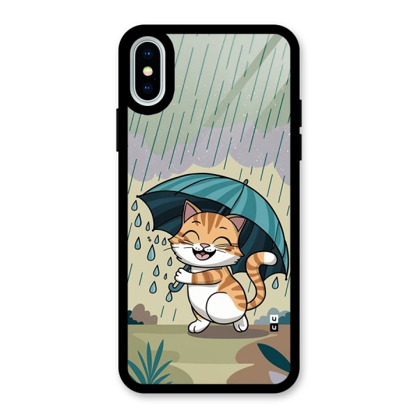 Cat In Rain Glass Back Case for iPhone X