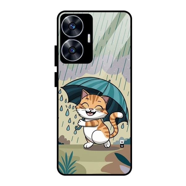 Cat In Rain Glass Back Case for realme C55