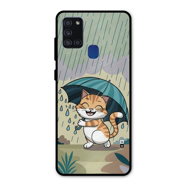 Cat In Rain Metal Back Case for Galaxy A21s