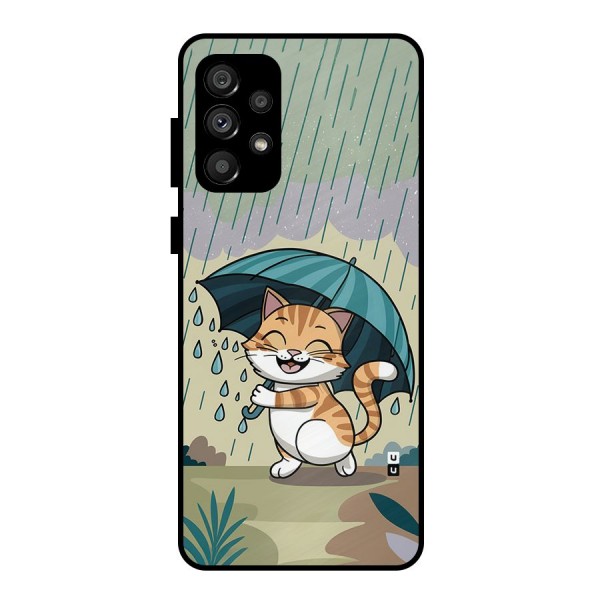 Cat In Rain Metal Back Case for Galaxy A73 5G