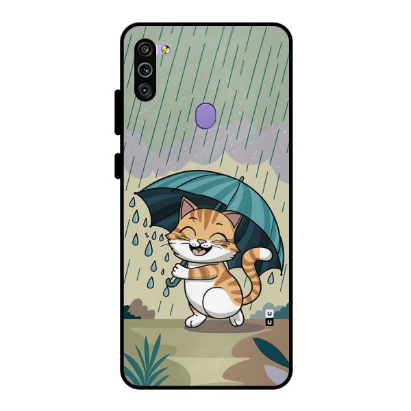 Cat In Rain Metal Back Case for Galaxy M11