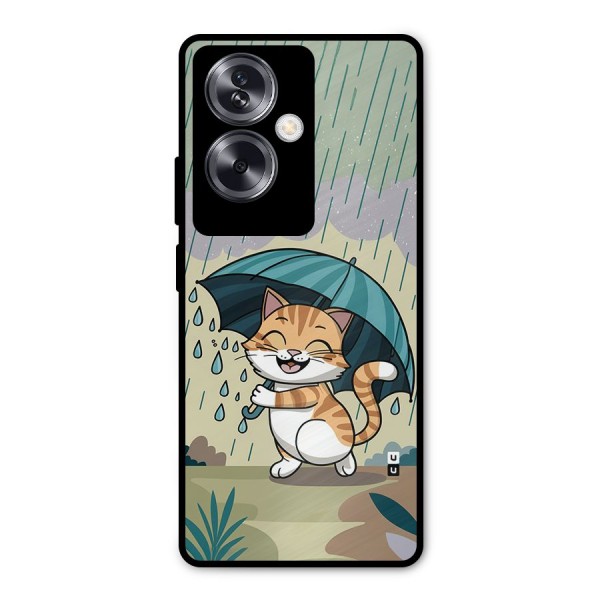 Cat In Rain Metal Back Case for Oppo A79 5G