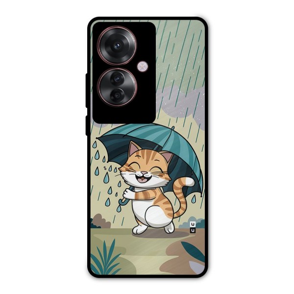 Cat In Rain Metal Back Case for Oppo F25 Pro