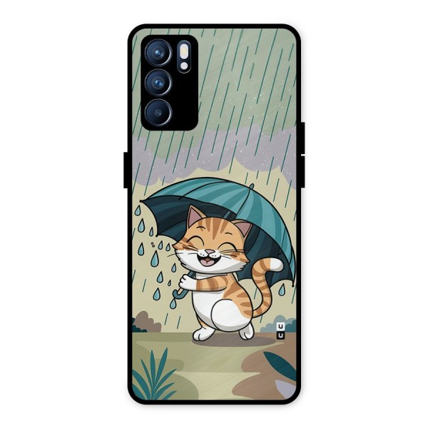 Cat In Rain Metal Back Case for Oppo Reno6 5G