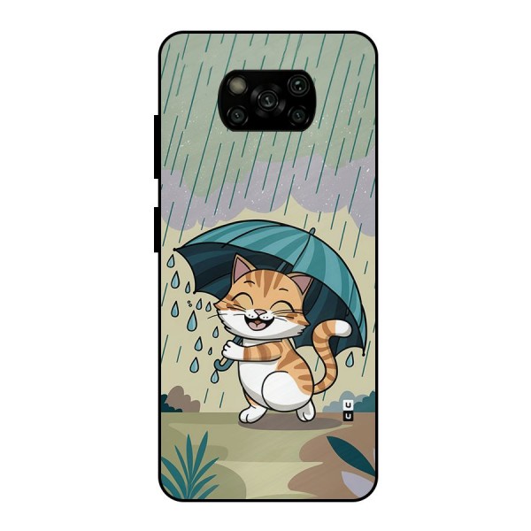 Cat In Rain Metal Back Case for Poco X3