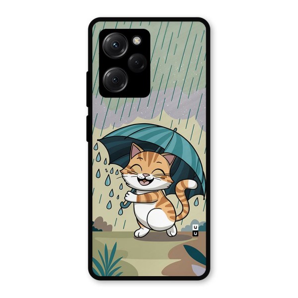 Cat In Rain Metal Back Case for Poco X5 Pro