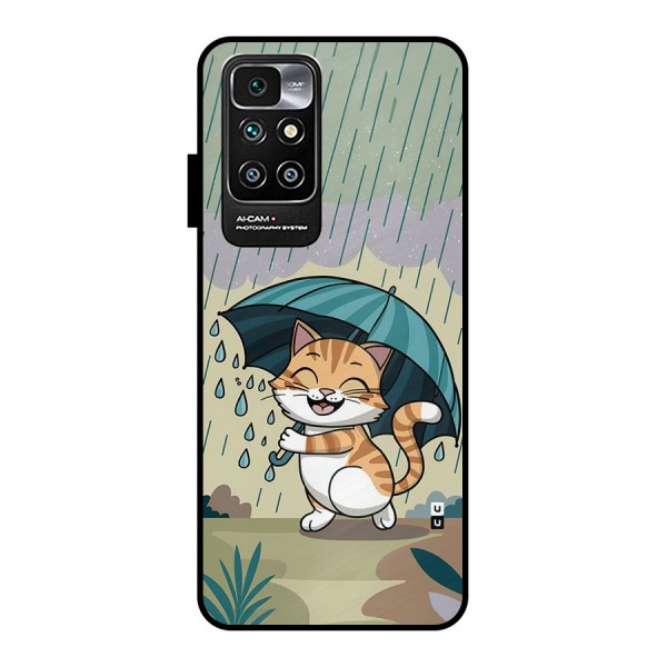 Cat In Rain Metal Back Case for Redmi 10 Prime