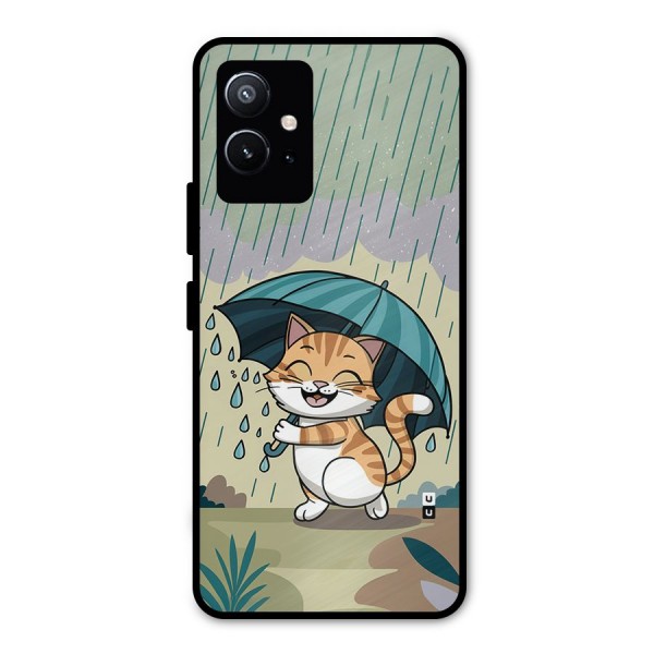 Cat In Rain Metal Back Case for Vivo T1 5G