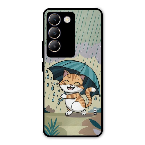 Cat In Rain Metal Back Case for Vivo T3 5G