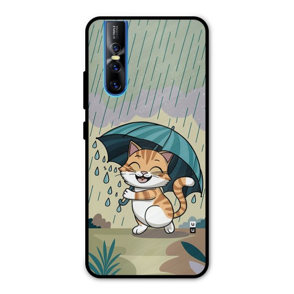 Cat In Rain Metal Back Case for Vivo V15 Pro