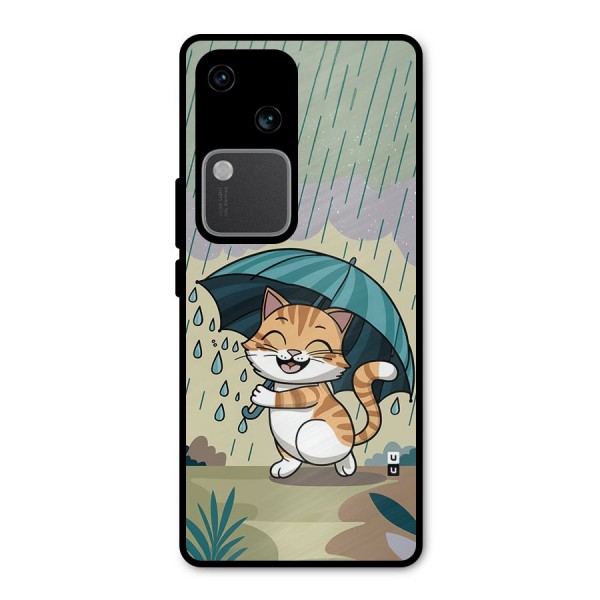 Cat In Rain Metal Back Case for Vivo V30