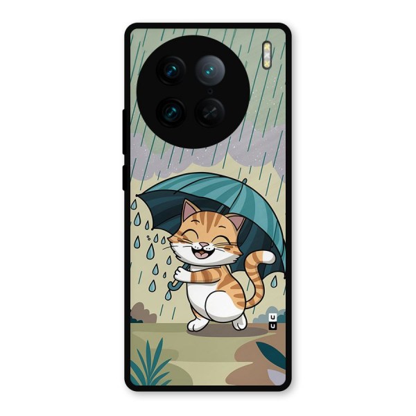 Cat In Rain Metal Back Case for Vivo X90 Pro