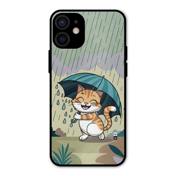 Cat In Rain Metal Back Case for iPhone 12 Mini