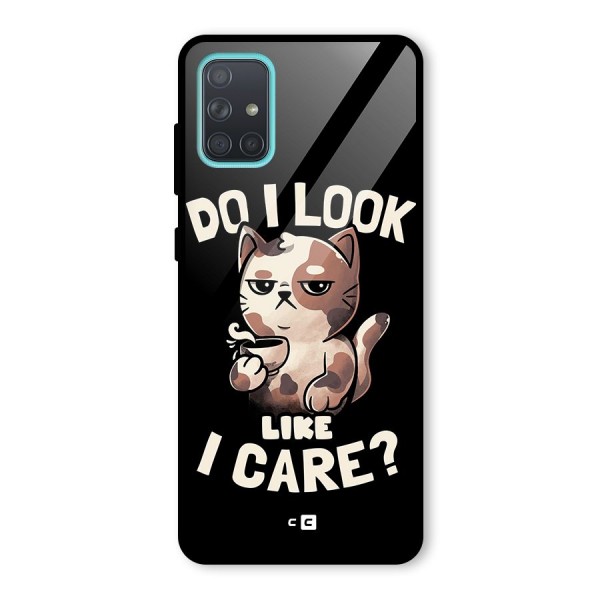 Cat Look Like Care Glass Back Case for Galaxy A71