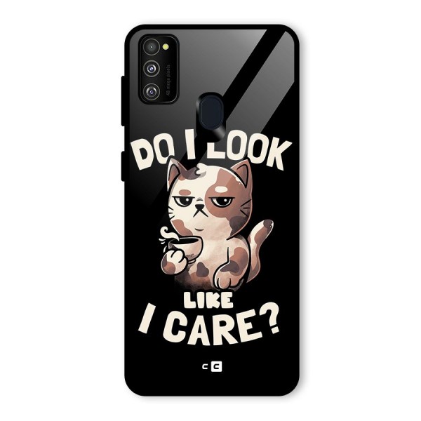 Cat Look Like Care Glass Back Case for Galaxy M21