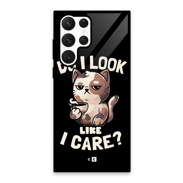 Cat Look Like Care Glass Back Case for Galaxy S22 Ultra 5G