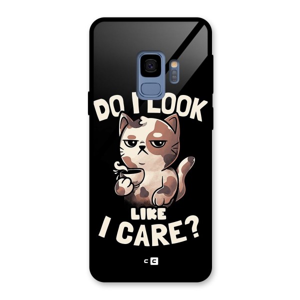 Cat Look Like Care Glass Back Case for Galaxy S9