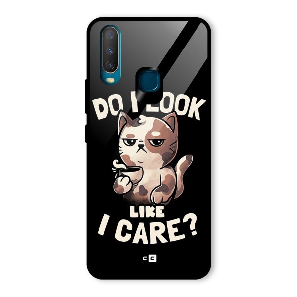 Cat Look Like Care Glass Back Case for Vivo Y15