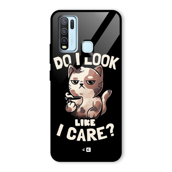 Cat Look Like Care Glass Back Case for Vivo Y30