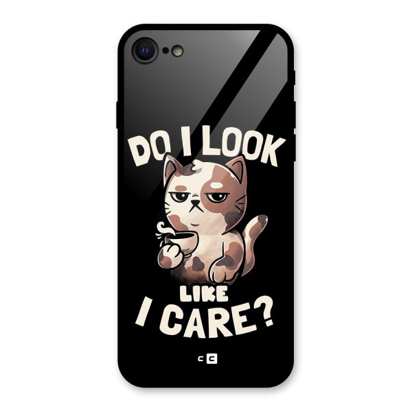 Cat Look Like Care Glass Back Case for iPhone 8