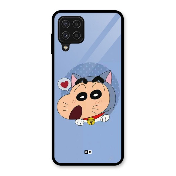 Cat Shinchan Glass Back Case for Galaxy A22 4G