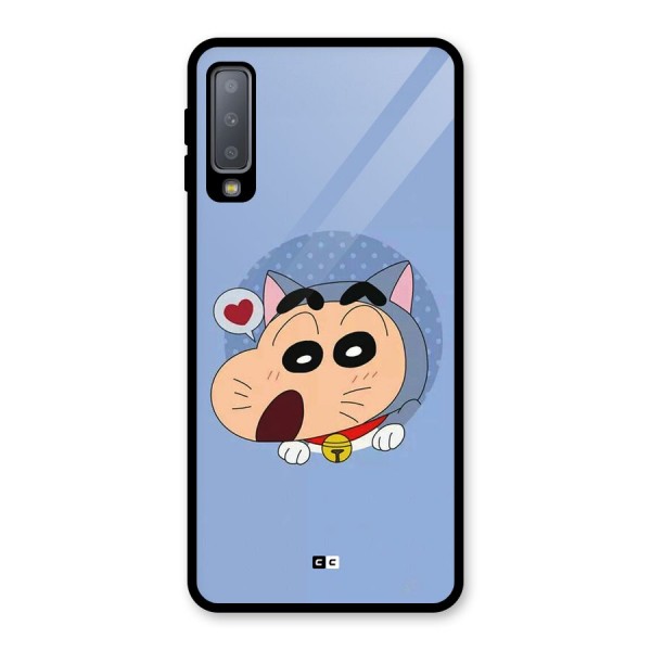 Cat Shinchan Glass Back Case for Galaxy A7 (2018)