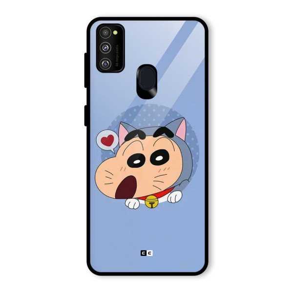 Cat Shinchan Glass Back Case for Galaxy M21