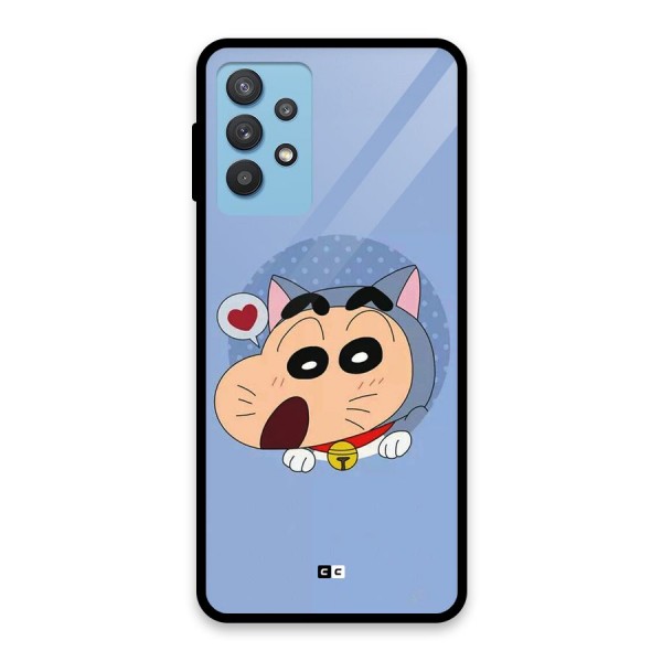 Cat Shinchan Glass Back Case for Galaxy M32 5G