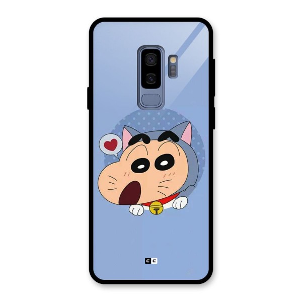 Cat Shinchan Glass Back Case for Galaxy S9 Plus