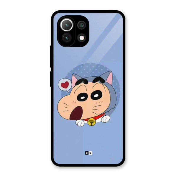 Cat Shinchan Glass Back Case for Mi 11 Lite