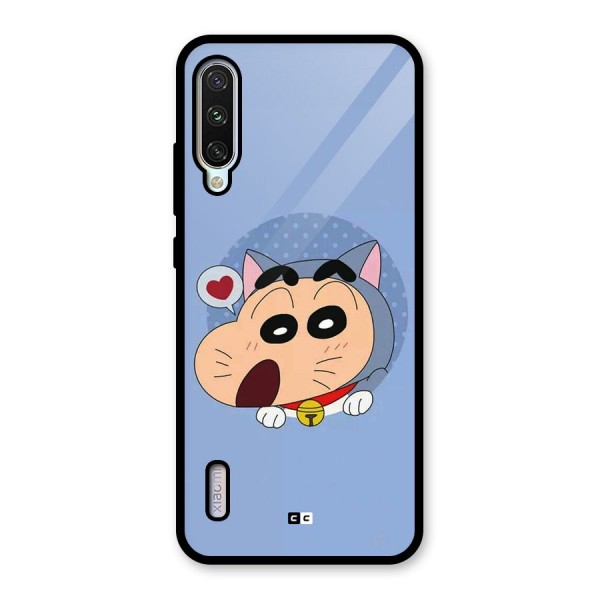 Cat Shinchan Glass Back Case for Mi A3