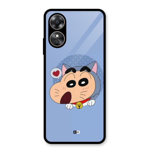 Cat Shinchan Glass Back Case for Oppo A17