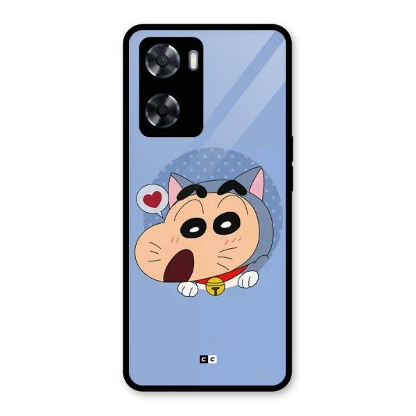 Cat Shinchan Glass Back Case for Oppo A57 2022