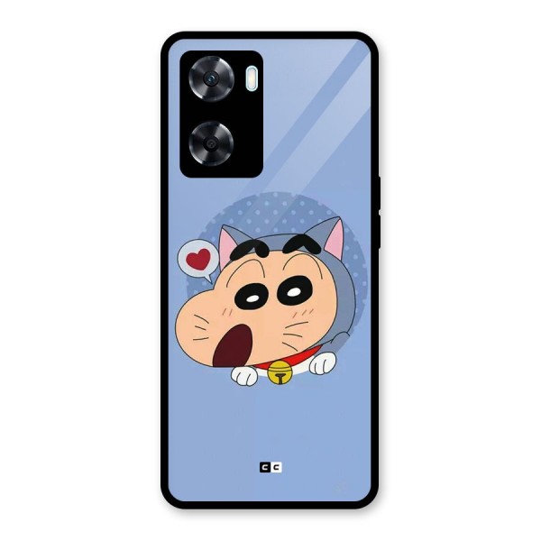 Cat Shinchan Glass Back Case for Oppo A77s