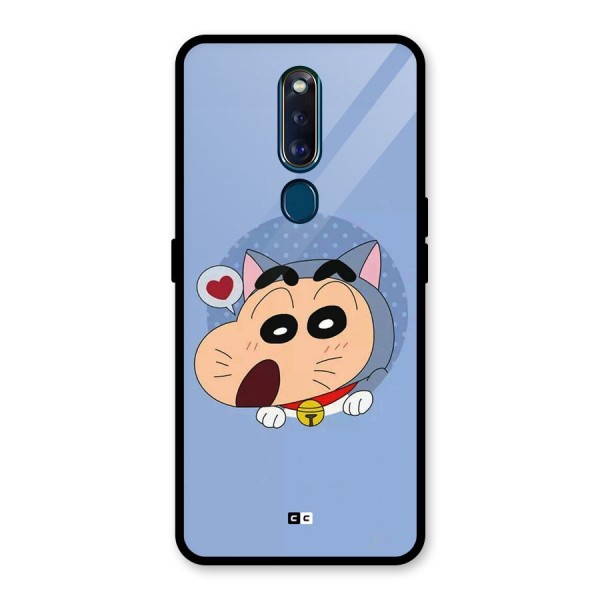 Cat Shinchan Glass Back Case for Oppo F11 Pro