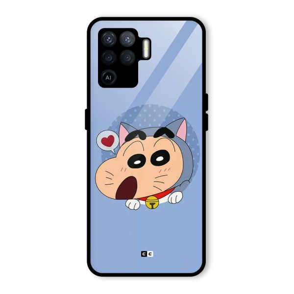 Cat Shinchan Glass Back Case for Oppo F19 Pro