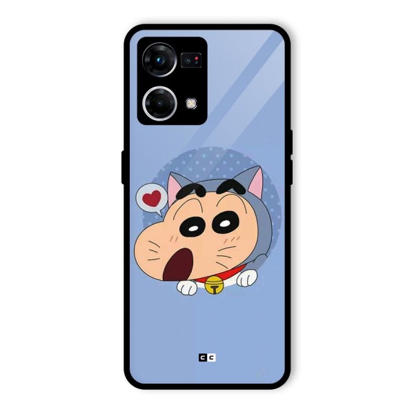 Cat Shinchan Glass Back Case for Oppo F21 Pro 5G